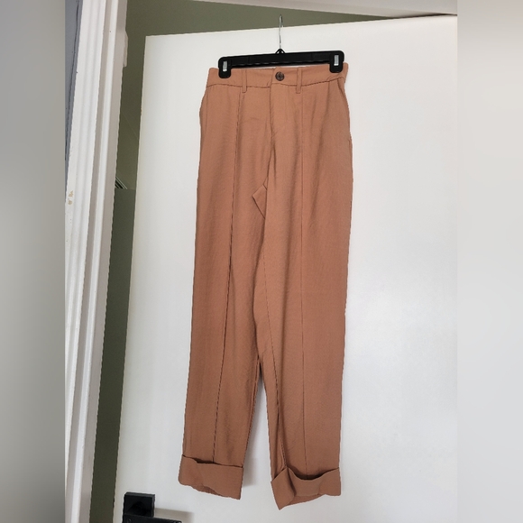A‎ New Day High Rise Slim Fit Pintuck Ankle Pants Casual Women Brown Egg Size 2 - Picture 3 of 10